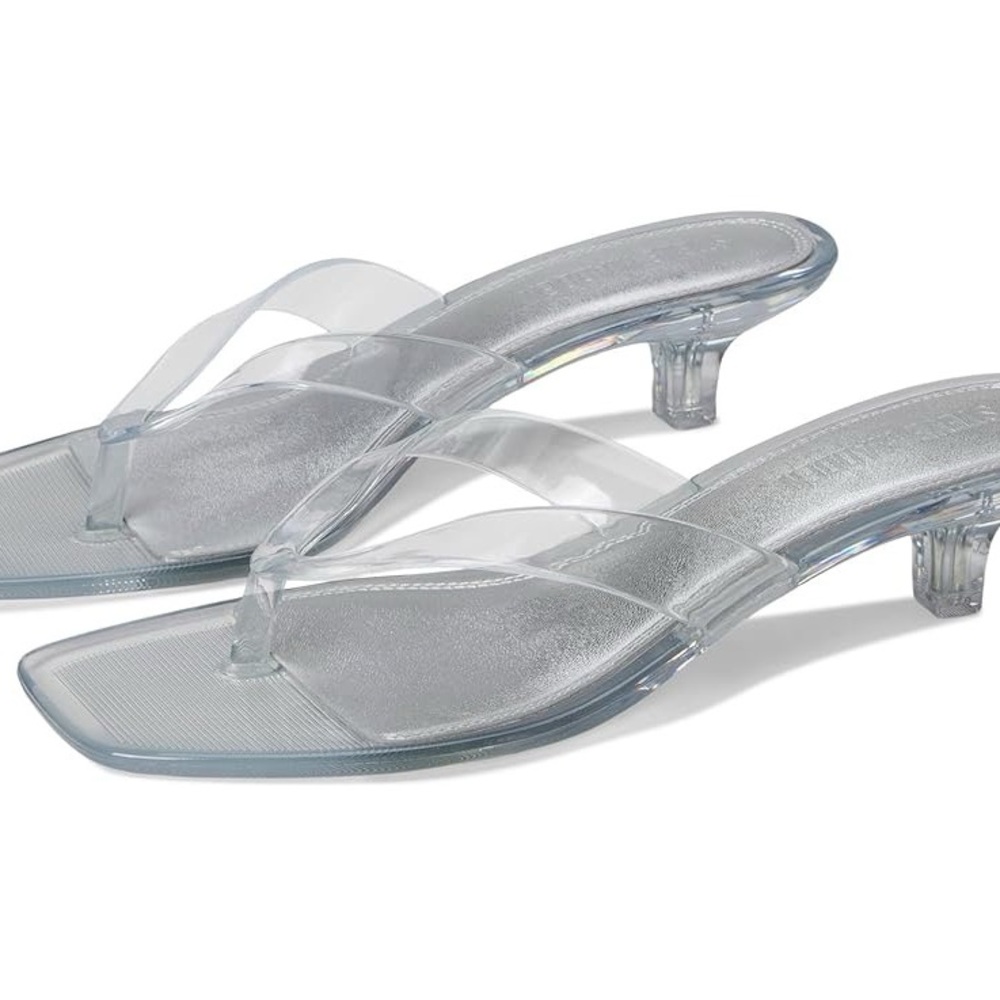 Tracie Y2K Jelly Thong Kitten Heel Sandal - Clear